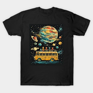 Galactic School Run: Vintage Space Bus Adventure Tee T-Shirt